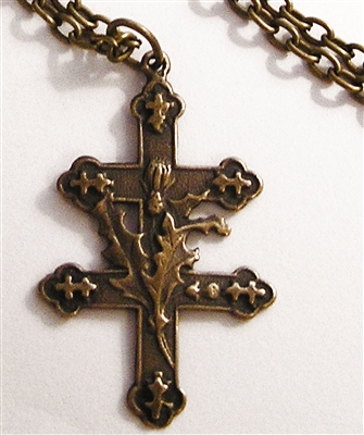 Cross of Lorraine with Thistle Chain Necklace