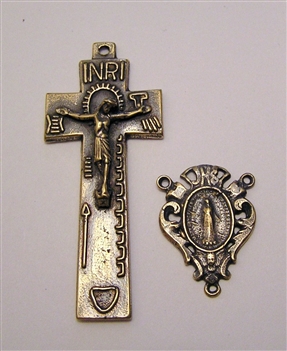 Irish Penal JHS Rosary Parts - Vintage and antique rosary components in sterling silver and bronze, for your rosary beads and faith jewelry. Create magnificent rosaries, your favorite chaplets, key chains, and Catholic gifts such as rosary necklaces, brac