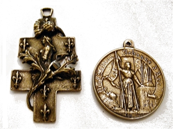 Big Joan of Arc Rosary Parts - Vintage and antique rosary components in sterling silver and bronze, for your rosary beads and faith jewelry. Create magnificent rosaries, your favorite chaplets, key chains, and Catholic gifts such as rosary necklaces, brac
