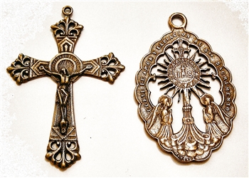 Monstrance Rosary Parts - Vintage and antique rosary components in sterling silver and bronze, for your rosary beads and faith jewelry. Create magnificent rosaries, your favorite chaplets, key chains, and Catholic gifts such as rosary necklaces, bracelets