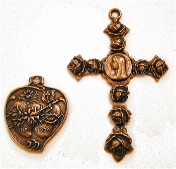Twin Hearts and Roses - Vintage and antique rosary components in sterling silver and bronze, for your rosary beads and faith jewelry. Create magnificent rosaries, your favorite chaplets, key chains, and Catholic gifts such as rosary necklaces, bracelets,