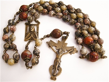 Southwestern Handmade Rosary in Bronze with Gemstone Beads