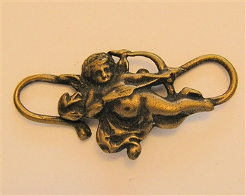 Cupid Angel Clasp 5/8" - Around two dozen jewelry clasp styles. Toggle clasps, fish hook clasps, ring clasps and more for your bracelet and necklace designs. Handmade vintage originals cast in sterling silver and bronze.