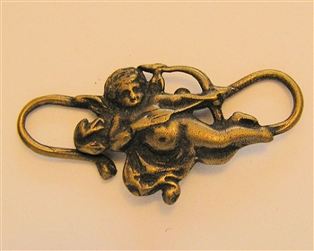 Cupid Angel Clasp 5/8" - Around two dozen jewelry clasp styles. Toggle clasps, fish hook clasps, ring clasps and more for your bracelet and necklace designs. Handmade vintage originals cast in sterling silver and bronze.