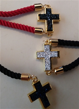 Mini Cross on 10" Adjustable Rope Bracelet