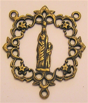 St Anne and Mary Rosary Center 1 1/4" - Catholic religious rosary parts in authentic antique and vintage styles with amazing detail. Huge collection of crucifixes, rosary centers, and heirloom saint and holy medals handmade in sterling silver and bronze.