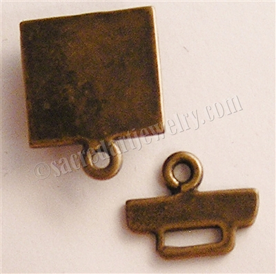 Square Box Clasp 1" - Around two dozen jewelry clasp styles. Toggle clasps, fish hook clasps, ring clasps and more for your bracelet and necklace designs. Handmade vintage originals cast in sterling silver and bronze.