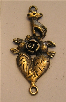 Heart Hand & Rose Pendant 1 1/2"