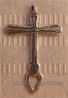 Mexican Cross with Heart 1 3/4" - Catholic cross pendants and crucifixes in authentic antique and vintage styles with amazing detail. Large collection of crucifixes, centerpieces, and heirloom medals made by hand in California, US.