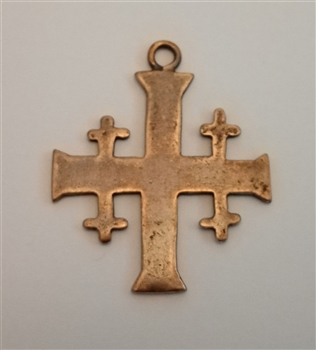 Jerusalem Cross 1 1/2" - Antique or Vintage Model, in Sterling Silver or Bronze. The symbolism of the five-fold cross is variously given as the Five Wounds of Christ, Christ and the four quarters of the world, Christ and the four evangelists.