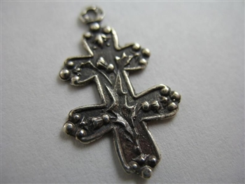 Tiny Small Cross of Lorraine 3/4" - Religious crosses, Catholic crucifixes, rosary parts in authentic antique and vintage styles with amazing detail. Large collection of crucifixes, centerpieces, and heirloom medals made by hand in California, US.