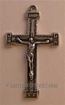 Small Handmade Crucifix 1 1/4" - Catholic religious rosary parts in authentic antique and vintage styles with amazing detail. Large collection of crucifixes, centerpieces, and heirloom medals made by hand in true bronze or 925 sterling silver.