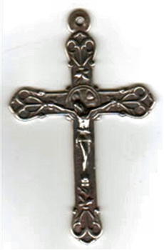 Large Elegant Crucifix 2 1/2 "Necklace pendant or rosary crucifix - Catholic and Christian religious medals and rosary parts in authentic antique and vintage styles with amazing detail. Large collection of heirloom pieces in sterling silver and bronze.