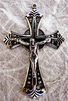 Italian Crucifix 1 1/2" - Catholic religious rosary parts and medals in authentic antique and vintage styles with amazing detail. Large collection of crucifixes, centerpieces, and heirloom medals made by hand in true bronze and sterling silver.