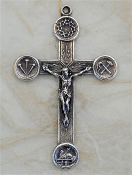 Beautifully detailed Crown of Thorns, Tools, Lamb of God 2" - Catholic cross pendants and crucifixes in authentic antique and vintage styles with amazing detail. Large collection of crucifixes, centerpieces, and heirloom medals made by hand in California,