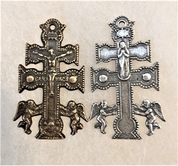 Caravaca Crucifix Cross 1 1/2 - Catholic cross pendants and rosary crucifixes in authentic antique and vintage styles with amazing detail. Large collection of crucifixes, centerpieces, and heirloom medals made by hand in California, US.