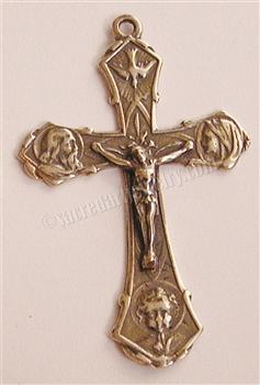 Holy Family Crucifix 2" - Catholic and Christian medals of the Holy Family in authentic antique and vintage styles with amazing detail. Large collection of heirloom pieces made by hand in California, US. Available in true bronze and sterling silver.