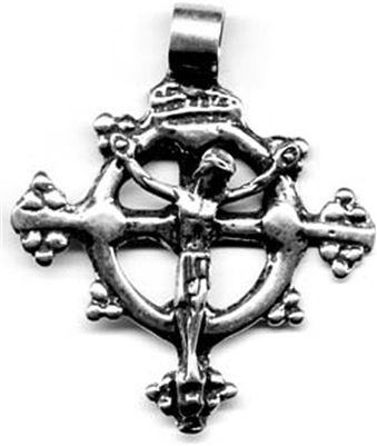 Ancient Crucifix 1 7/8" - Catholic religious rosary parts in authentic antique and vintage styles with amazing detail. Large collection of crucifixes, centerpieces, and heirloom medals made by hand in in true bronze and .925 sterling silver.