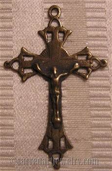 Victorian Crucifix 1 3/4"  - Catholic Christian rosary medals from all over the world in authentic antique and vintage styles with amazing detail. Large collection of heirloom pieces made by hand in true bronze and sterling silver.