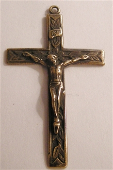 Simple Crucifix 2" - Catholic religious rosary parts in authentic antique and vintage styles with amazing detail. Large collection of crucifixes, centerpieces, and heirloom medals made by hand in California, US. Available in true bronze and .925 sterling