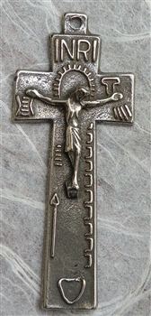 Irish Penal Crucifix 2" - Catholic religious medals in authentic antique and vintage styles with amazing detail. Large collection of heirloom pieces made by hand in California, US. Available in true bronze and sterling silver.