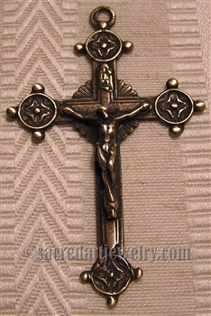 Trinity Crucifix 2" - Catholic religious medals in authentic antique and vintage styles with amazing detail. Large collection of heirloom pieces made by hand in California, US. Available in true bronze and sterling silver.