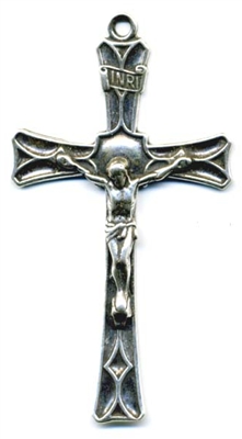 Elegant Crucifix 2 7/8" - Catholic religious rosary parts in authentic antique and vintage styles with amazing detail. Large collection of crucifixes, centerpieces, and heirloom medals made by hand in true bronze and .925 sterling silver.