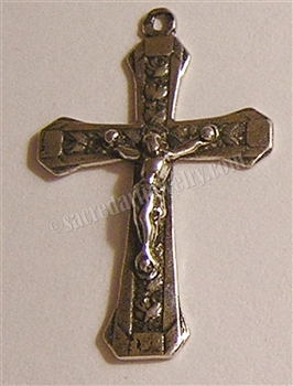 Tiny Roses Crucifix 1 1/4" - Catholic religious medals in authentic antique and vintage styles with amazing detail. Large collection of heirloom pieces made by hand in California, US. Available in true bronze and sterling silver.