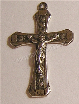 Tiny Roses Crucifix 1 1/4" - Catholic religious medals in authentic antique and vintage styles with amazing detail. Large collection of heirloom pieces made by hand in California, US. Available in true bronze and sterling silver.