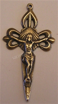 Crucifix Dagger 1 3/4" - Catholic religious rosary parts in authentic antique and vintage styles with amazing detail. Large collection of crucifixes, centerpieces, and heirloom medals made by hand in true bronze and .925 sterling silver.