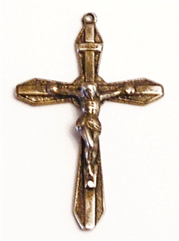 Tiny Small Crucifix 1 3/8" - Catholic religious rosary parts in authentic antique and vintage styles with amazing detail. Large collection of crucifixes, centerpieces, and heirloom medals made by hand in true bronze and .925 sterling silver.