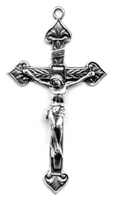 Thistle Leaves Crucifix 2" - Catholic religious rosary parts in authentic antique and vintage styles with amazing detail. Large collection of crucifixes, centerpieces, and heirloom medals made by hand in true bronze and .925 sterling silver.