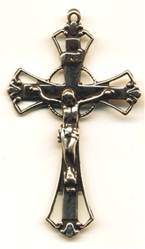 Openwork Crucifix 2" - Catholic religious rosary parts in authentic antique and vintage styles with amazing detail. Large collection of crucifixes, centerpieces, and heirloom medals made by hand in true bronze and .925 sterling silver.