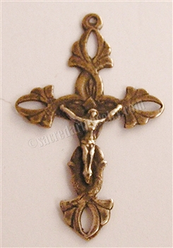 Link Crucifix 1 5/8" - Catholic religious rosary parts in authentic antique and vintage styles with amazing detail. Large collection of crucifixes, centerpieces, and heirloom medals made by hand in true bronze and .925 sterling silver.