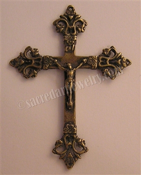 French Victorian Crucifix 2 3/4" - Catholic religious medals and cross necklaces and in authentic antique and vintage styles with amazing detail. Big collection of crosses, medals and a variety of chains in sterling silver and bronze.