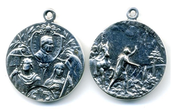 Saint Helen Medal 1 1/2" - Catholic religious medals in authentic antique and vintage styles with amazing detail. Large collection of heirloom pieces made by hand in California, US. Available in sterling silver and true bronze.