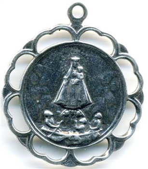 Our Lady of Charity Medal 1 1/2" - Catholic religious medals in authentic antique and vintage styles with amazing detail. Large collection of heirloom pieces made by hand in California, US. Available in sterling silver and true bronze.