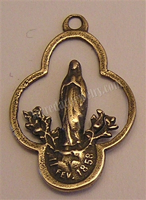 Mary Praying Medal 1" - Catholic religious medals in authentic antique and vintage styles with amazing detail. Large collection of heirloom pieces made by hand in California, US. Available in sterling silver and true bronze