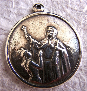 St Francis Solano Medal 1 1/2" - Catholic religious medals in authentic antique and vintage styles with amazing detail. Large collection of heirloom pieces made by hand in California, US. Available in true bronze and sterling silver