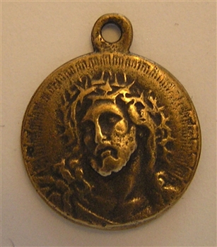 Passion of Jesus Medal 3/4" - Catholic religious medals in authentic antique and vintage styles with amazing detail. Large collection of heirloom pieces made by hand in California, US. Available in true bronze and sterling silver