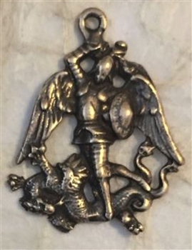 St. Michael Medal 1" - Catholic religious medals in authentic antique and vintage styles with amazing detail. Large collection of heirloom pieces made by hand in California, US. Available in true bronze and sterling silver.