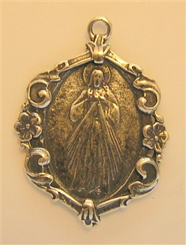 Divine Mercy Jesus I Trust in You Medal 1 3/8" - Catholic religious medals in authentic antique and vintage styles with amazing detail. Large collection of heirloom pieces made by hand in California, US. Available in true bronze and sterling silver