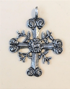 Agnus Dei, Latin America Crucifix Medal 2 1/4" or 56 mm - Catholic religious medals in authentic antique and vintage styles with amazing detail. Large collection of heirloom pieces made by hand in California, US. Available in true bronze and sterling silv