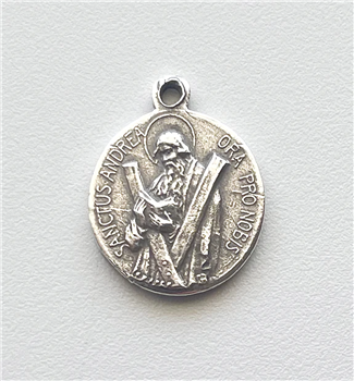 Introducing the St. Andrew Small Medal, a beautiful and simple representation of the patron saint of Scotland. Measuring at 5/8", this medal features a detailed depiction of St. Andrew with his signature X-shaped cross. The design is simple, yet elegant,