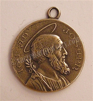 St Joseph Medallion 1 1/4" - Catholic religious medals in authentic antique and vintage styles with amazing detail. Large collection of heirloom pieces made by hand in California, US. Available in true bronze and sterling silver.