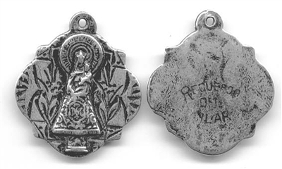 Blessed Mother Medal, Our Lady of the Pillar - Catholic religious medals in authentic antique and vintage styles with amazing detail. Large collection of heirloom pieces made by hand in California, US. Available in true bronze and sterling silver.