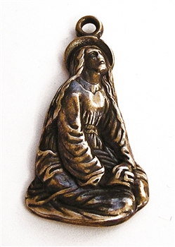 Mary Magdalene Medal 1 5/8" - Catholic religious medals in authentic antique and vintage styles with amazing detail. Large collection of heirloom pieces made by hand in California, US. Available in true bronze and sterling silver.