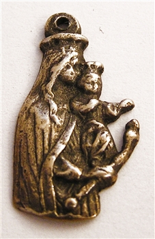 Blessed Mother Medal Baby Jesus 1" - Catholic religious medals in authentic antique and vintage styles with amazing detail. Large collection of heirloom pieces made by hand in California, US. Available in true bronze and sterling silver.