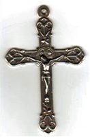 Large Elegant White Bronze Crucifix 2 1/2"