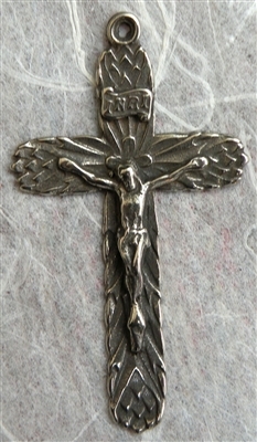 Thistle White Bronze Crucifix 2 1/8"
